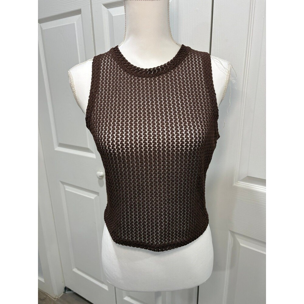 Brown crochet tank top
